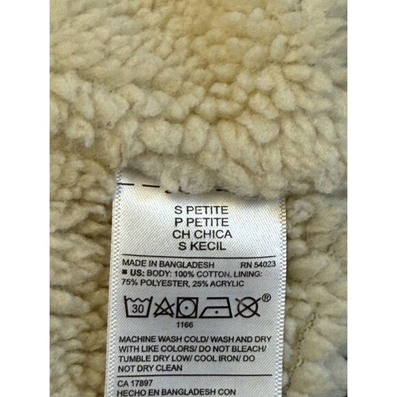 Old Navy Womens Denim Jacket Petite SM Sherpa Lining Flap Pockets Western - Picture 14 of 14